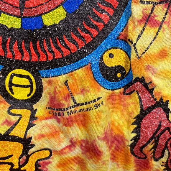 Vintage 1987 Grateful Dead T Shirt Tye Dye Mountain Sky Shirt Size Large - Picture 9 of 9